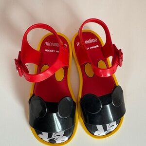Mini Melissa Mickey Mouse Red, Yellow & Black Jelly Sandals for Kids